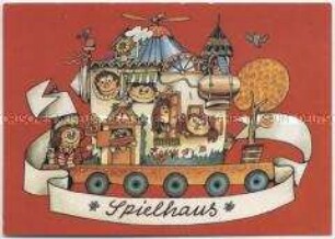 Postkarte zur Reihe "Spielhaus" des Kinderfernsehens der DDR