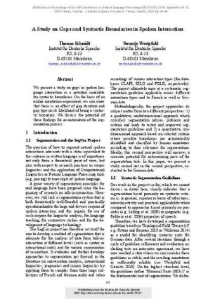 A study on gaps and syntactic boundaries in spoken interaction