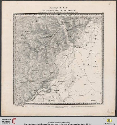 Blatt 10: Topographische Karte über das Grossherzogthum Baden: nach der allgemeinen Landesvermessung des Großherzoglichen militairisch topographischen Bureaus: Krautheim