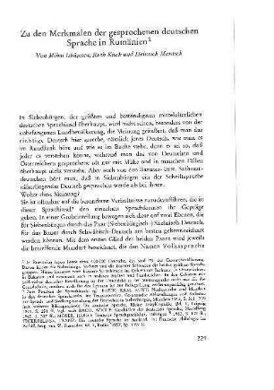 Zu den Merkmalen der gesprochenen deutschen Sprache in Rumänien