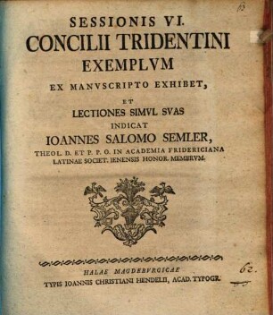 Sessionis VI. Concilii Tridentini exemplum