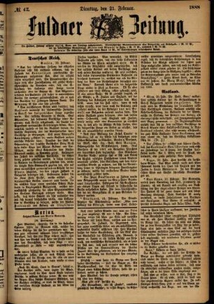 Ausgabe vom Dienstag, den 21. Februar 1888.