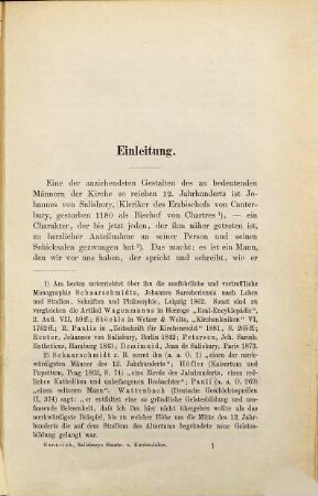 Die Staats- und Kirchenlehre Johanns von Salisbury : nach den Quellen dargestellt und auf ihre geschichtliche Bedeutung untersucht