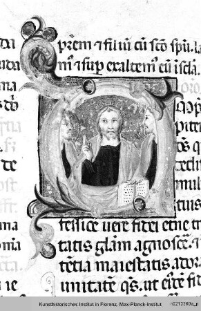 Missale Romanum : Textseite mit historisierter Initiale O: Trinität