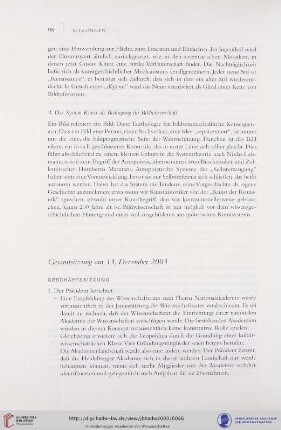 Gesamtsitzung am 13. Dezember 2003