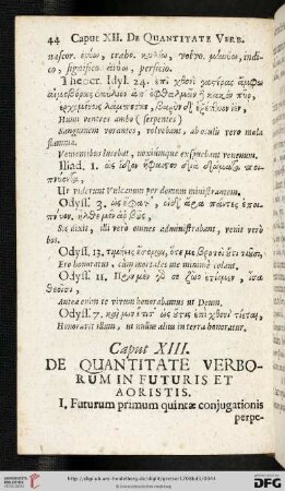 Caput XIII: De quantitate verborum in futuris & aoristis