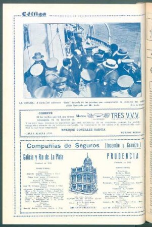 La Coruña. - A bordo del cañonero "Dato" después de las pruebas que comprobaron la eficacia del cable piloto inventado por Mr. Loth. [Fotografía]