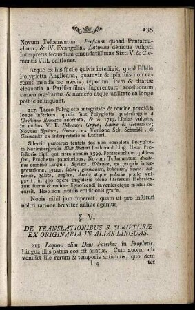 §. V. De Translationibus S. Scripturæ Ex Originaria In Alias Linguas.