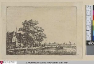 [Kirche mit Friedhof am Wasser; Churchyard near a waterside]