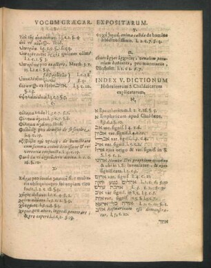 Index V. Dictionum Hebraicarum & Chaldaicarum