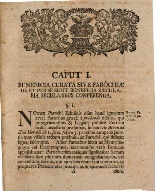 Dissertatio Inauguralis De Ecclesiarum Parochialium Sæcularitate, Earumque Unione Subjectiva Monasteriis Facta