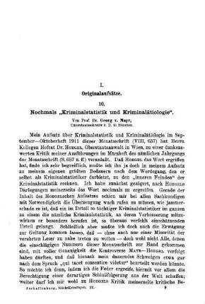 129-134, Nochmals "Kriminalstatistik und Kriminalätiologie"