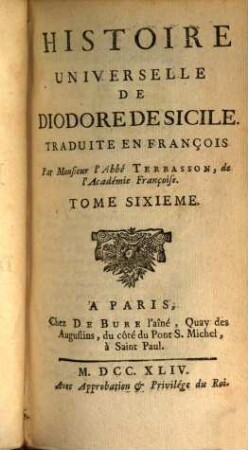 Histoire Universelle De Diodore De Sicile, 6