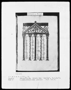 Evangeliar mit Capitulare, Palastschule Karls des Kahlen — Kanon I, Folio 9recto