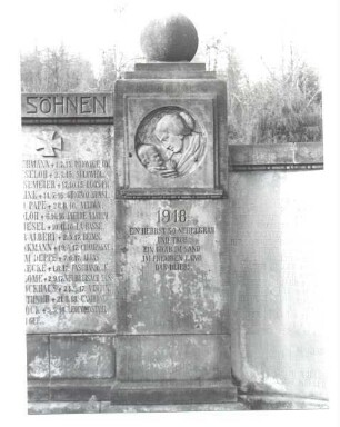 Leopoldstal Kriegerdenkmal am Friedhof. Blick auf rechte Säule