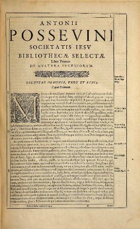 Bibliotheca selecta de ratione studiorum : ad disciplinas et ad salutem omniu[m] gentium procurandum, 1