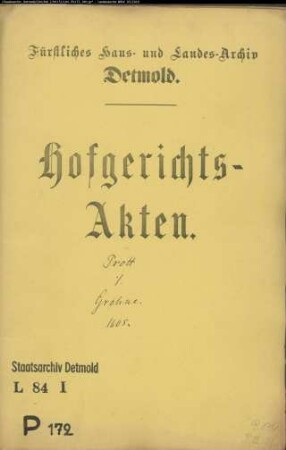 Prott, Johann gegen Ludwig Gröne - Schuldforderung