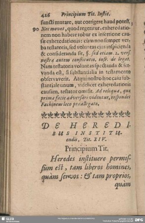 De Heredibus Instituendis, Tit. XIV.