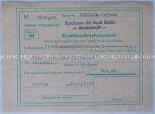 Quittung über den Kauf von Möbeln im Rahmen eines Ehekredits
