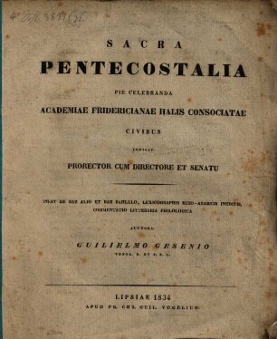 De Bar Alio et Bar Bahlulo, lexicographis Syro-Arabicis ineditis, commentatio litteraria philologica, [1]