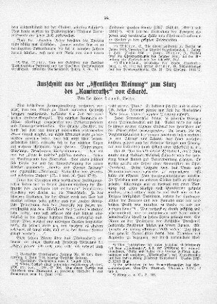 Ausschnitt aus der "öffentlichen Meinung" zumn Sturz des "Kaminraths" von Eckhardt