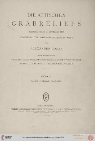 Band IV, Tafeln: Die attischen Grabreliefs