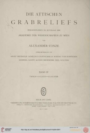 Band IV, Tafeln: Die attischen Grabreliefs