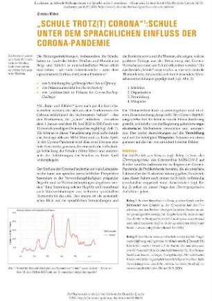 Schule trotz(t) Corona: Schule unter dem sprachlichen Einfluss der Corona-Pandemie