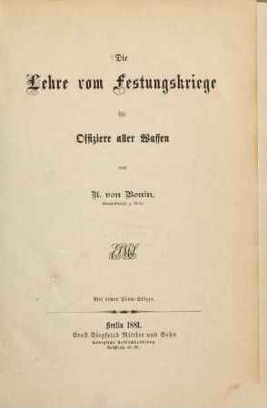 Die Lehre vom Festungskriege für Offiziere aller Waffen