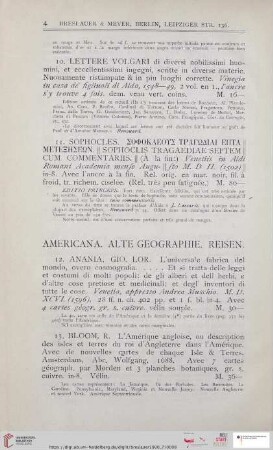 Americana. Alte Geographie. Reisen (Nr. 12-43)