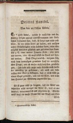Drittes Kapitel. Von den wirklichen Uebeln.