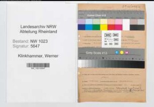 Entnazifizierung Werner Klinkhammer , geb. 31.03.1907 (Regierungsrat)