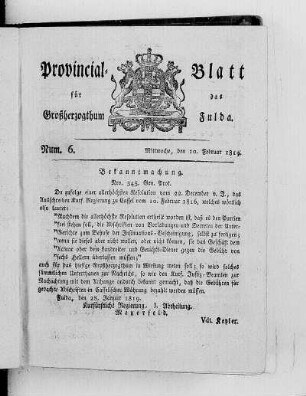Num. 6, Ausgabe vom 3. Februar 1819