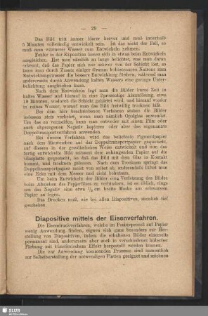 Diapositive mittels der Eisenverfahren