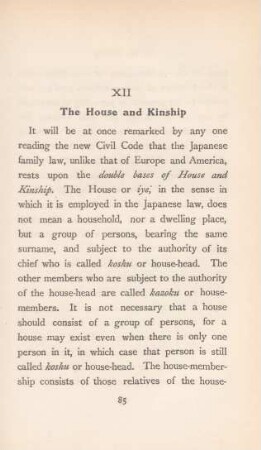XII. The House and Kinship