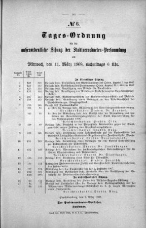 Tages-Ordnung. No. 6 (123-138), 11. März 1908