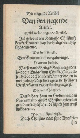 Van den negende Artikel.