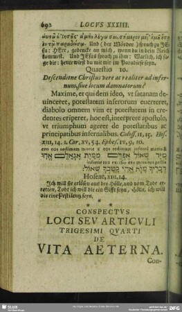 Conspectus Loci Seu Articuli Trigesimi Quarti De Vita Aeterna