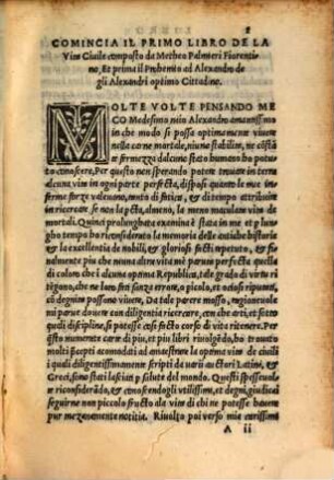 Libro della vita civile da Mattheo Palmieri Cittadino Fiorentino