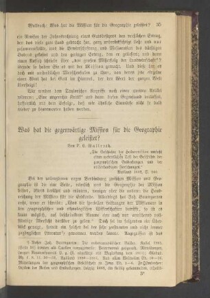 Was hat die gegenwärtige Mission für die Geographie geleistet