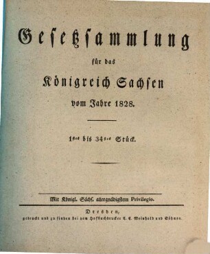 Gesetzsammlung für das Königreich Sachsen. 1828