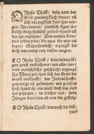 O Jhesu Christ/ dein nam der || ist/