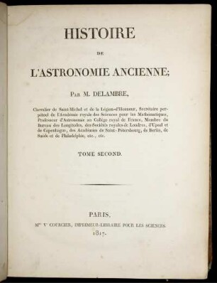 T. 2: Histoire de l'Astronomie Ancienne. Tome Second