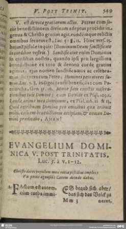 Evangelium Dominica V. Post Trinitatis, Luc. 5. à v. 1-12