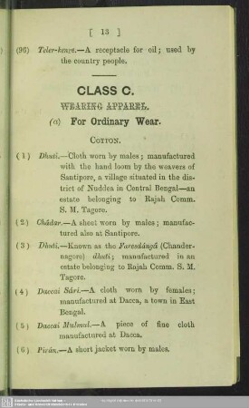 Class C. Wearing Apparel