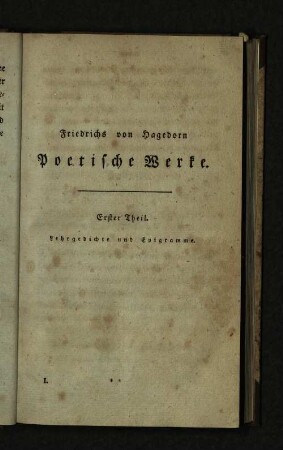 Erster Theil. Lehrgedichte und Epigramme.