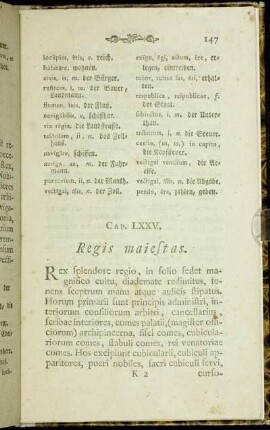 Cap. LXXV. Regis maiestas. - Cap. LXXVI. Iudicium.