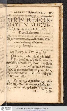 Juris Reformati in Aliquibus ar Ticulis. Declaratio.