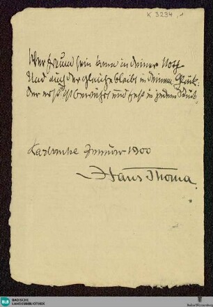 Albumblatt von Hans Thoma von 1900 - K 3234, 1