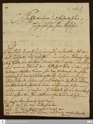 Brief von Friedrich v. Bode an August Hermann Francke.